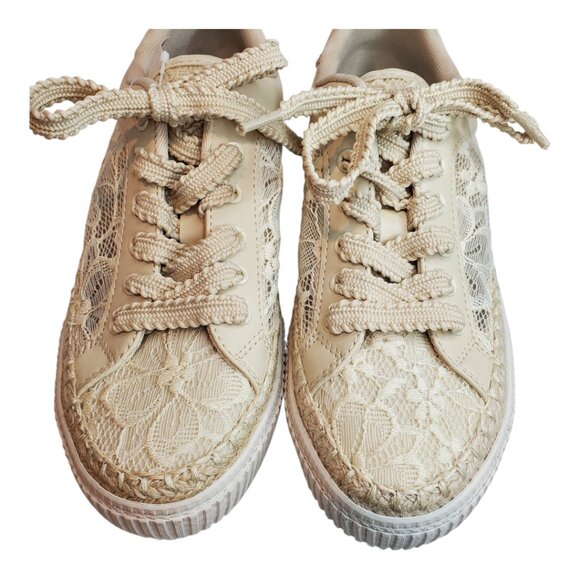 NWT MARC FISHER SZ 7.5 M Spryng Platform Lace-up Natural Lace Sneaker - Picture 7 of 14